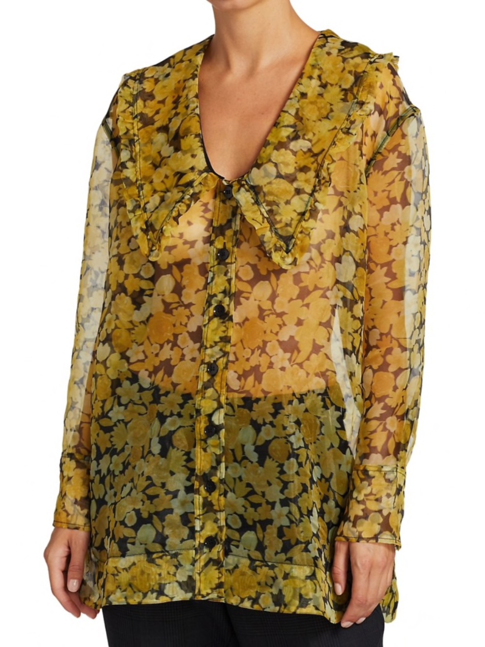 NEW Ganni Organza Shirt Top Flan 34
